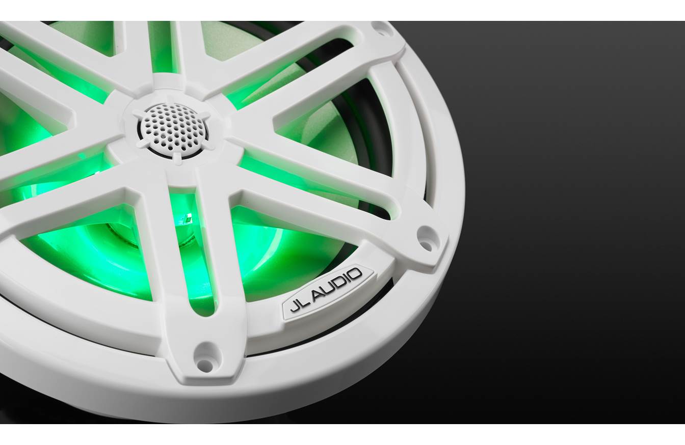 JL Audio M3-770X-S-Gw-i 7.7-inch Marine Coaxial Speakers, White Sport Grilles, RGB LEDs 93523