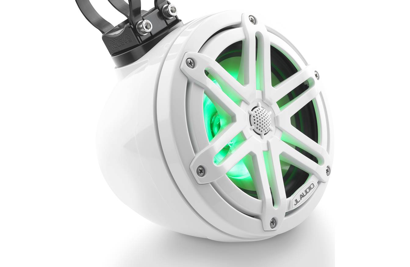 JL Audio M3-650VEX-Gw-S-Gw-i 6.5-inch RGB LED Tower Coaxial System, White Sport Grilles 93402