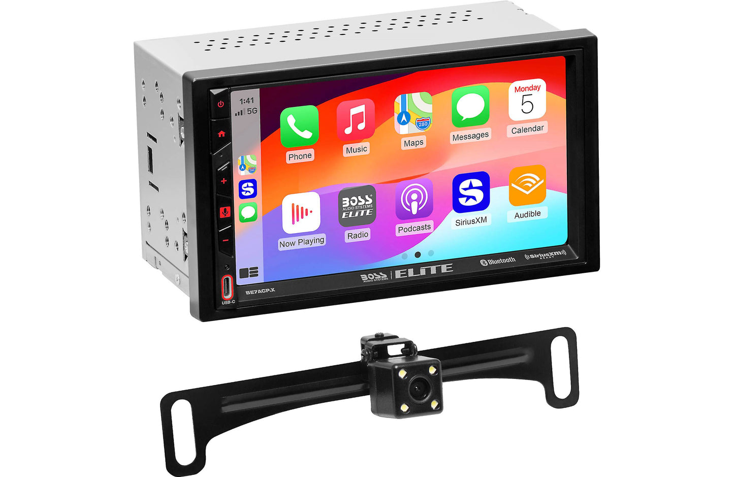 BOSS Elite BE7ACP.XC DDIN Car Stereo, Wired Apple CarPlay, Android Auto, + Backup Camera