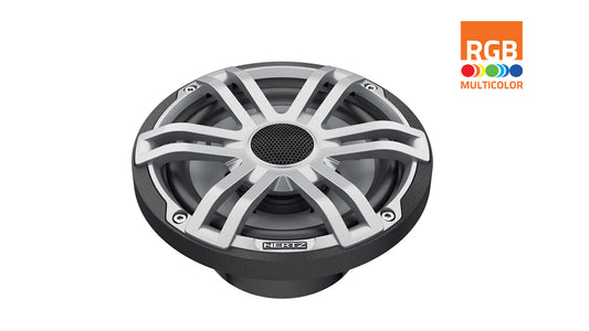 Hertz HEX 6.5 S-LD-G 6.5" 50W RMS 4-Ohm Marine Coaxial Speakers with RGB LEDs Gray Sport Grilles (Pair)
