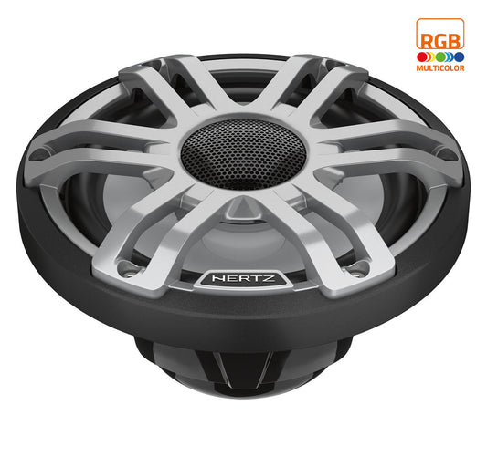Hertz HMX 6.5 S-LD-G 6.5" 75W RMS 4-Ohm Marine Coaxial Speakers with RGB LEDs Gray Sport Grilles (Pair)