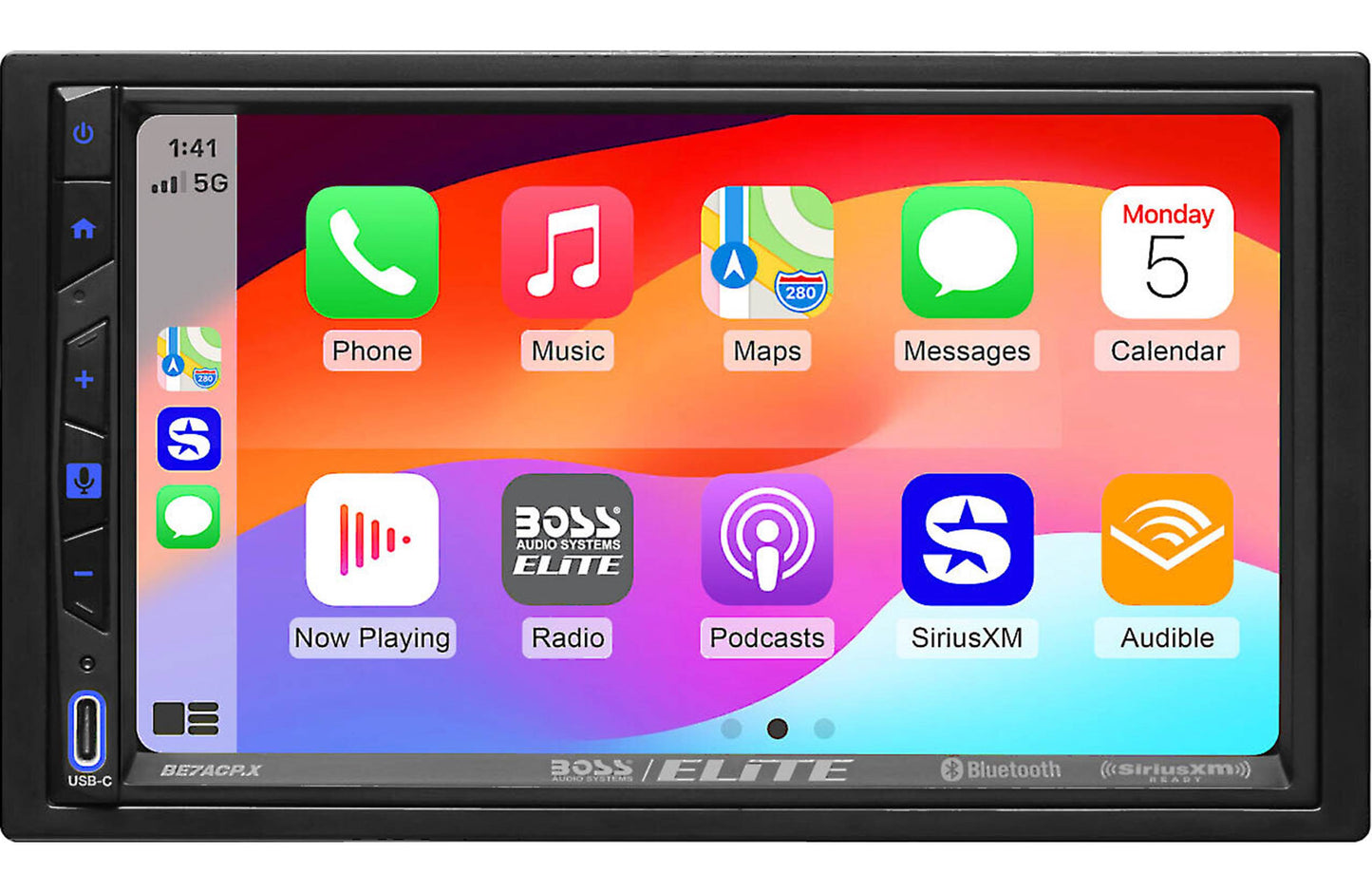 BOSS Elite BE7ACP.XC DDIN Car Stereo, Wired Apple CarPlay, Android Auto, + Backup Camera