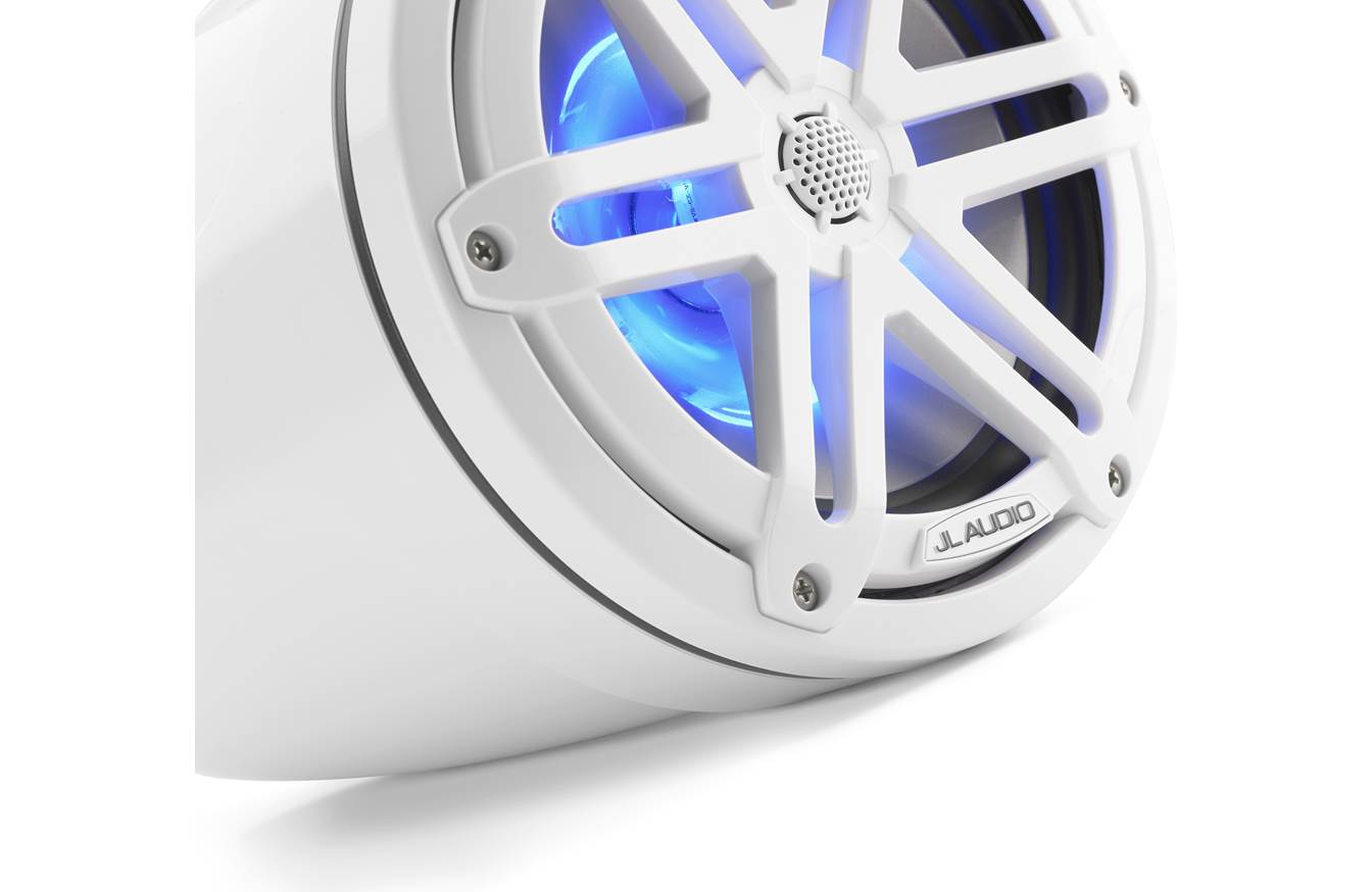 JL Audio M3-770ETXv3-Gw-S-Gw-i 7.7" RGB LED Tower Coaxial System, White Sport Grilles 93539