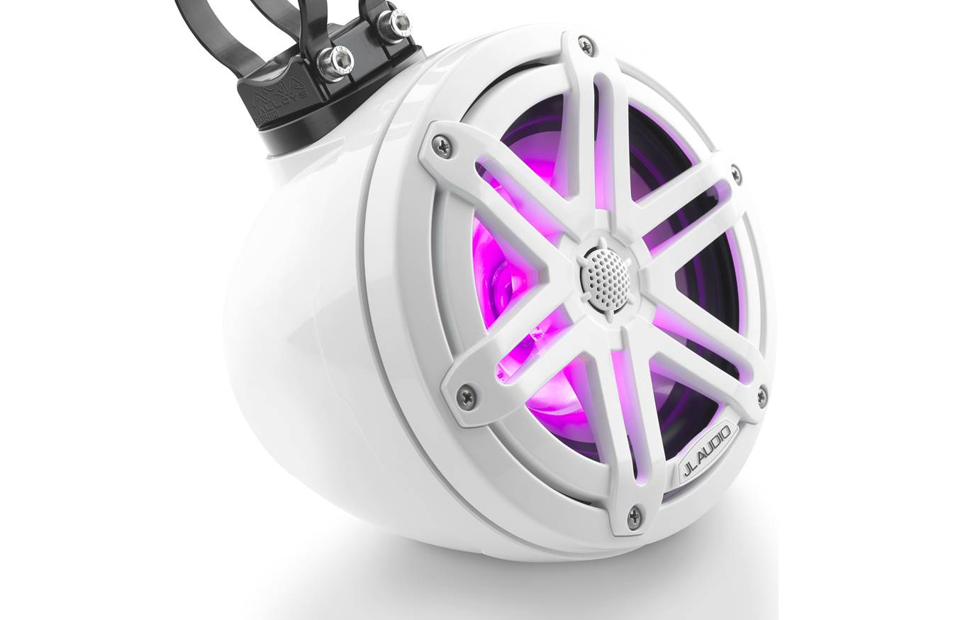 JL Audio M3-650VEX-Gw-S-Gw-i 6.5-inch RGB LED Tower Coaxial System, White Sport Grilles 93402