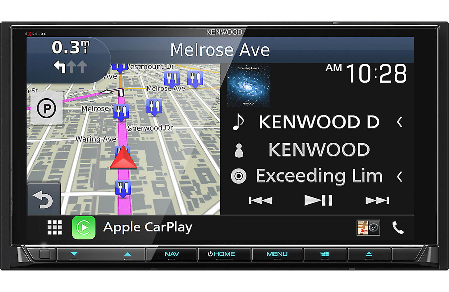 Kenwood DNX997XR 6.8" Apple CarPlay Android Auto GPS Car Stereo + CMOS-130 Backup Camera