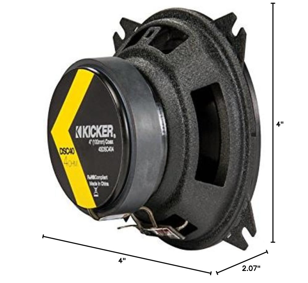 Kicker 43DSC404 4-Inch (100mm) Coaxial Speakers, 4-Ohm (Pair)