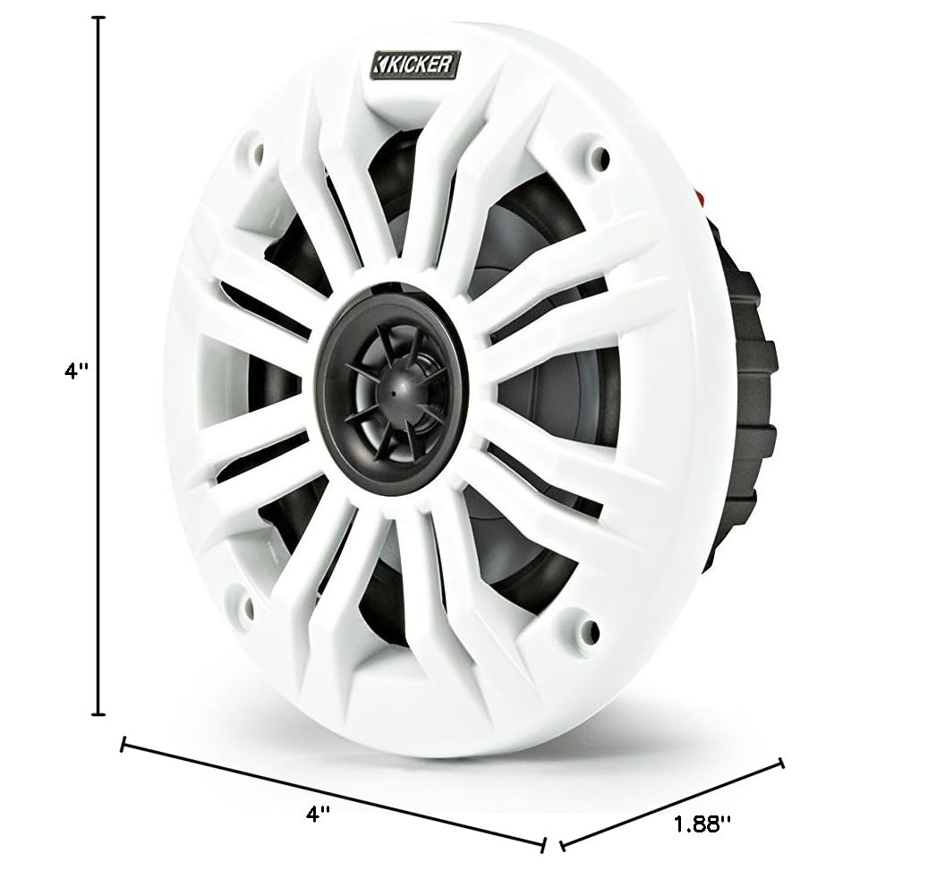Kicker 45KM42 4-Inch Marine Coaxial Speakers with 1/2-Inch (13mm) Tweeters