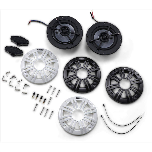 Kicker 45KM44 4" 150 Watt Marine Speakers w/Charcoal+White Grilles