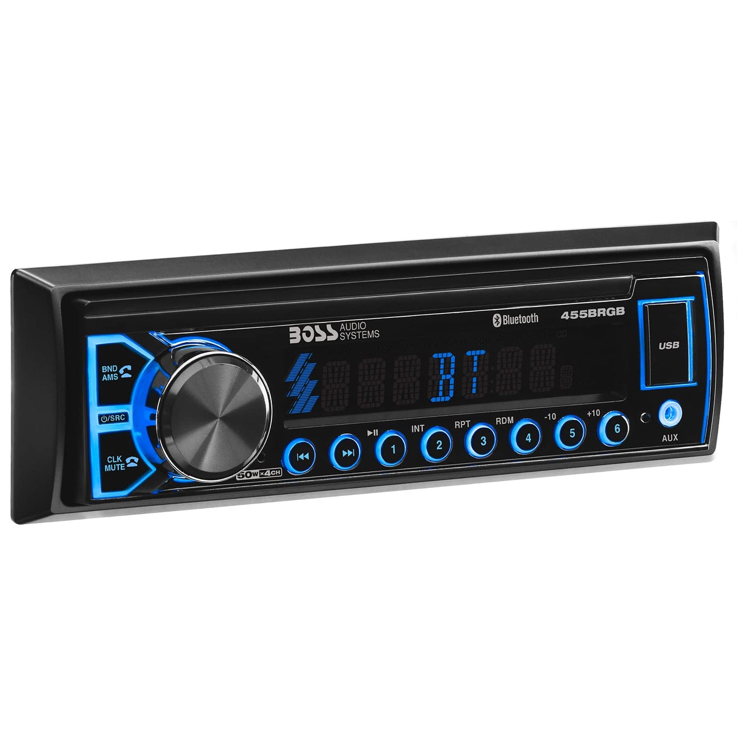 BOSS Audio 455BRGB Car Stereo - Single Din, Bluetooth AM/FM/AUX/USB (No CD)