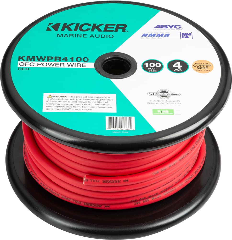 Kicker 47KMWPR4100 4AWG Marine Power Wire 100FT