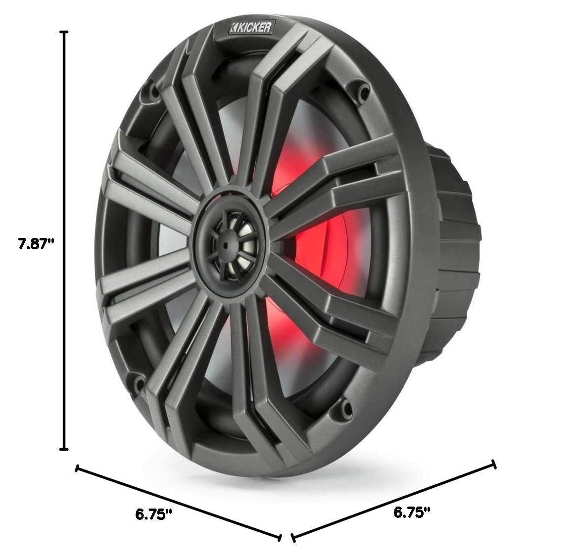 Kicker 45KM84L 8" 600 Watt Marine LED Speakers w/Charcoal+White Grilles