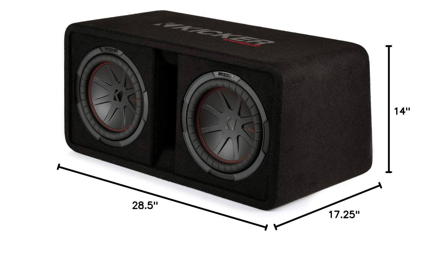Kicker 48DCWR102 CompR 10" Dual subwoofers in Vented Enclosure, 2 Ohm