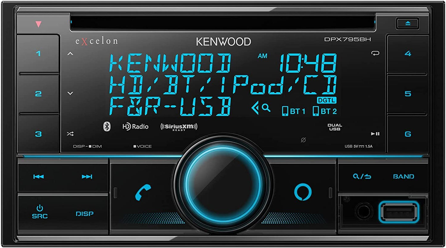 Kenwood DPX795BH AM FM HD CD Dual USB AUX Bluetooth Car Stereo + SXV300V1 SiriusXM Satellite Tuner