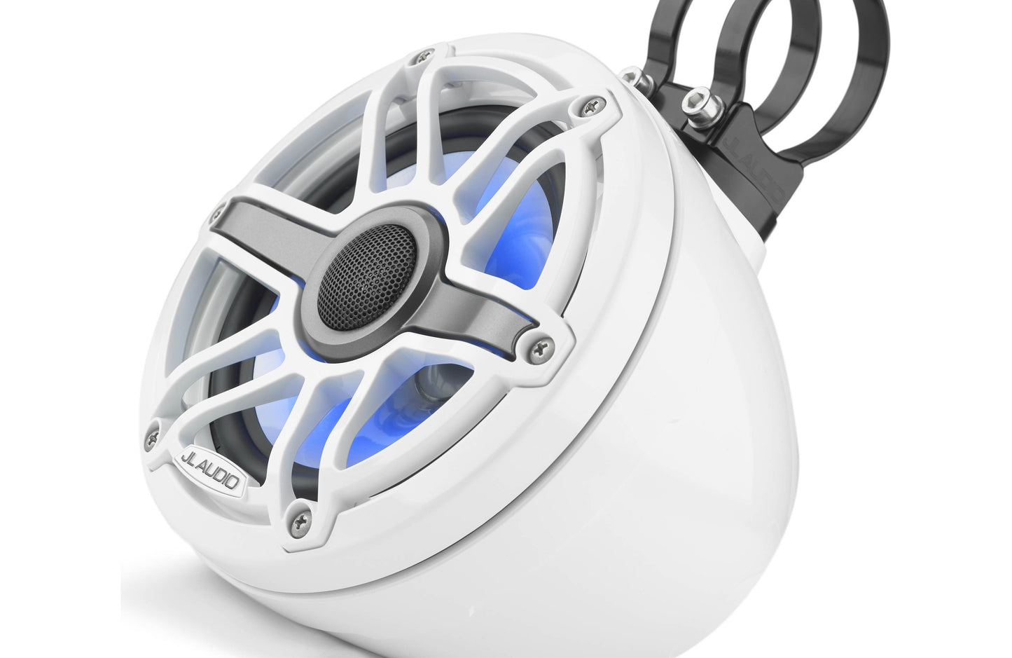 JL Audio M6-650VEX-Gw-S-GwGw-i 6.5-inch Lighted Tower Coaxial Speakers, White Sport Grilles 93412