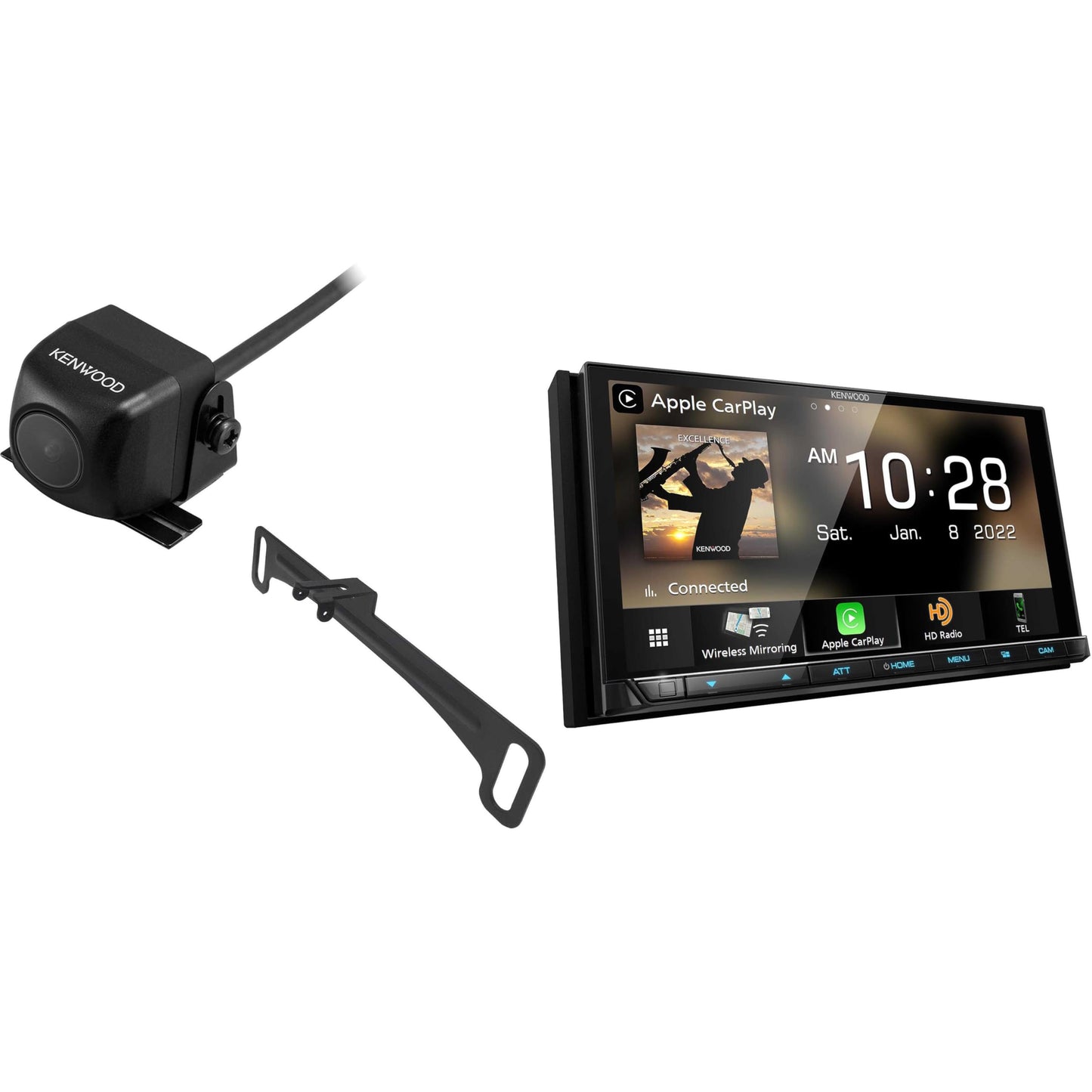 Kenwood DMX958XR 6.8" AM FM HD Wireless CarPlay, Android Auto + CMOS-230LP Backup Camera
