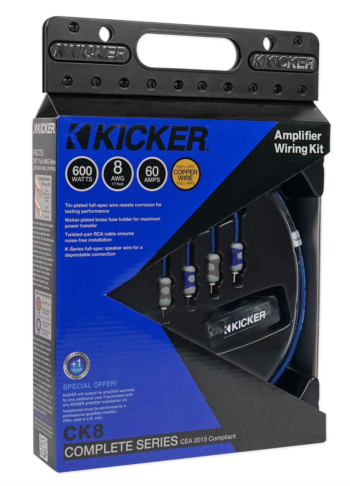 Kicker 46CK8 8 AWG Complete Amplifier Installation Wire Kit