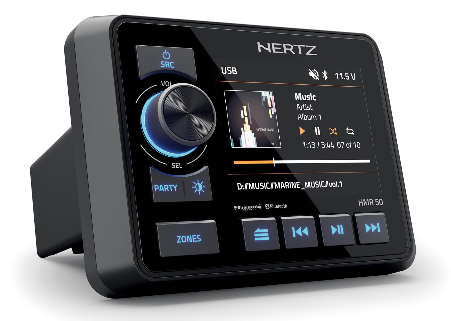 Hertz HMR 50 3-Zone Receiver 3.5" Color TFT IPS Display AM/FM/USB/Bluetooth