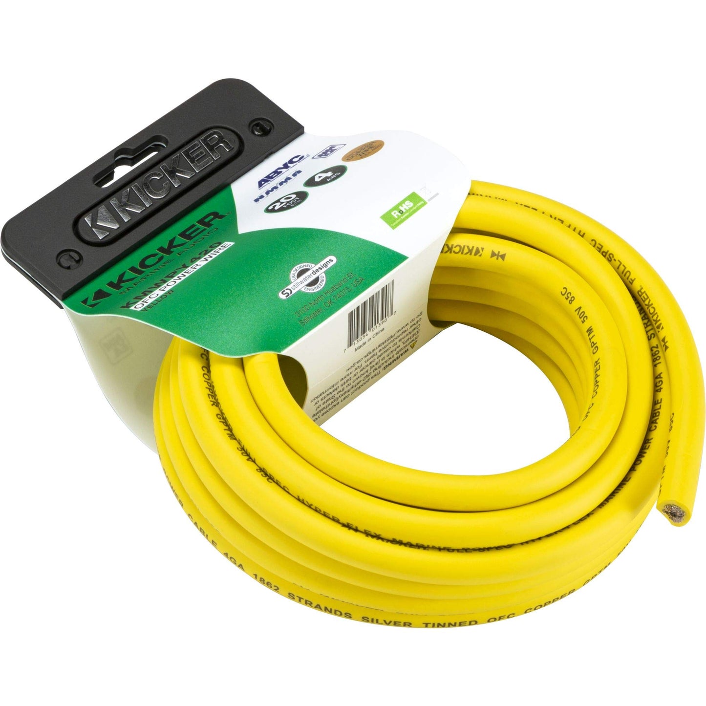 Kicker 47KMWPY420 Marine 4awg Power Wire, 20ft, Yellow