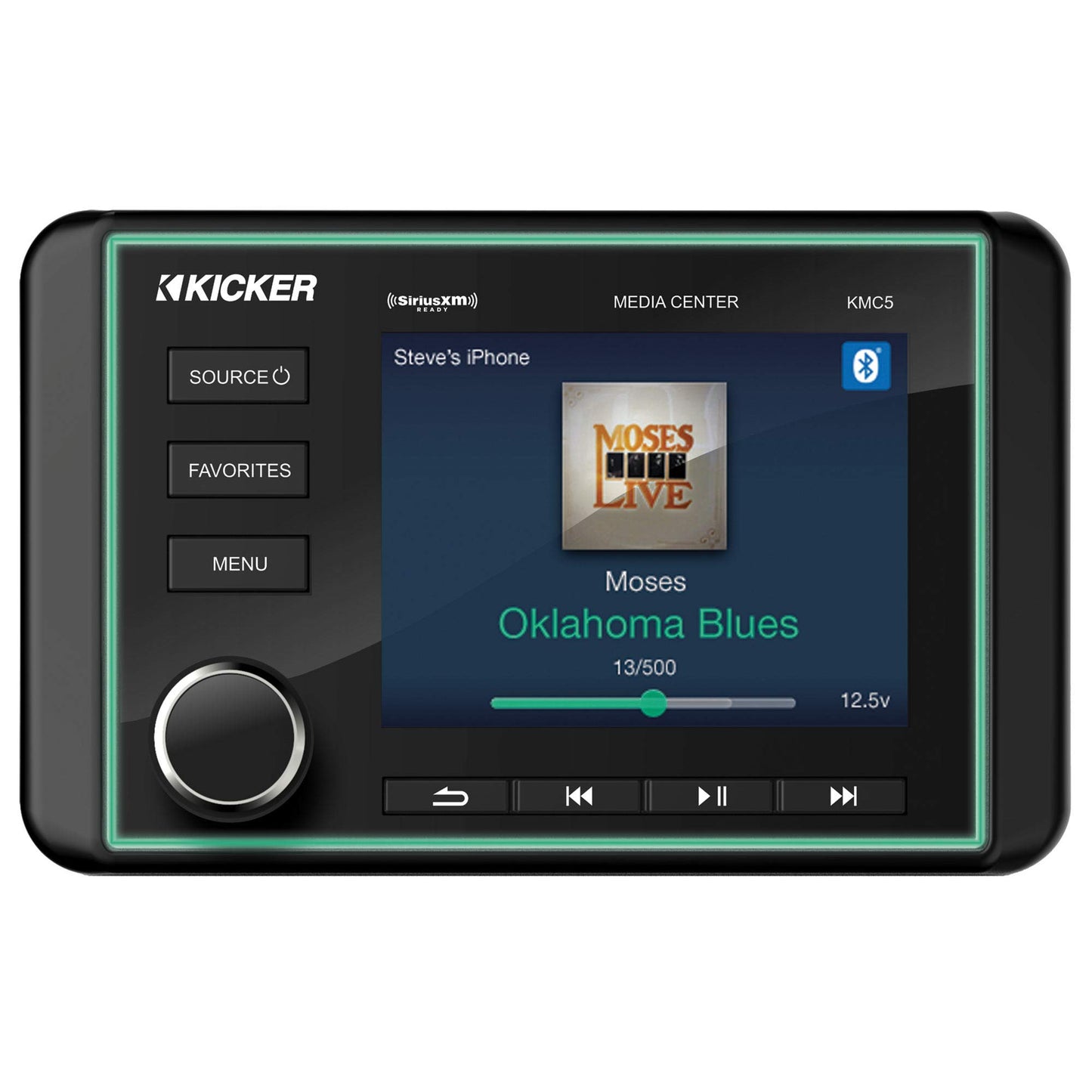 Kicker 46KMC5 Marine Weather-Resistant Gauge-Style Media Center with Bluetooth