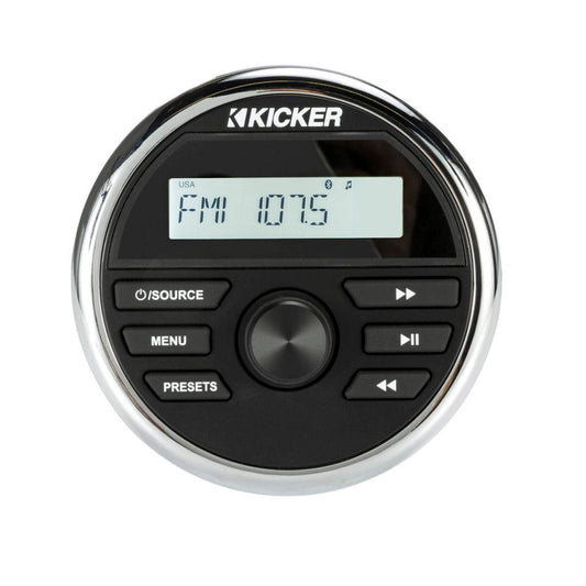 Kicker 46KMC2 Marine Weather-Resistant Gauge-Style Media Center with Bluetooth