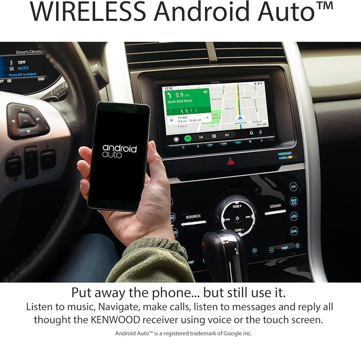 Kenwood DDX9707S 6.95" DVD Car Stereo- Wireless Apple CarPlay, Android Auto + CMOS-240U Backup Camera