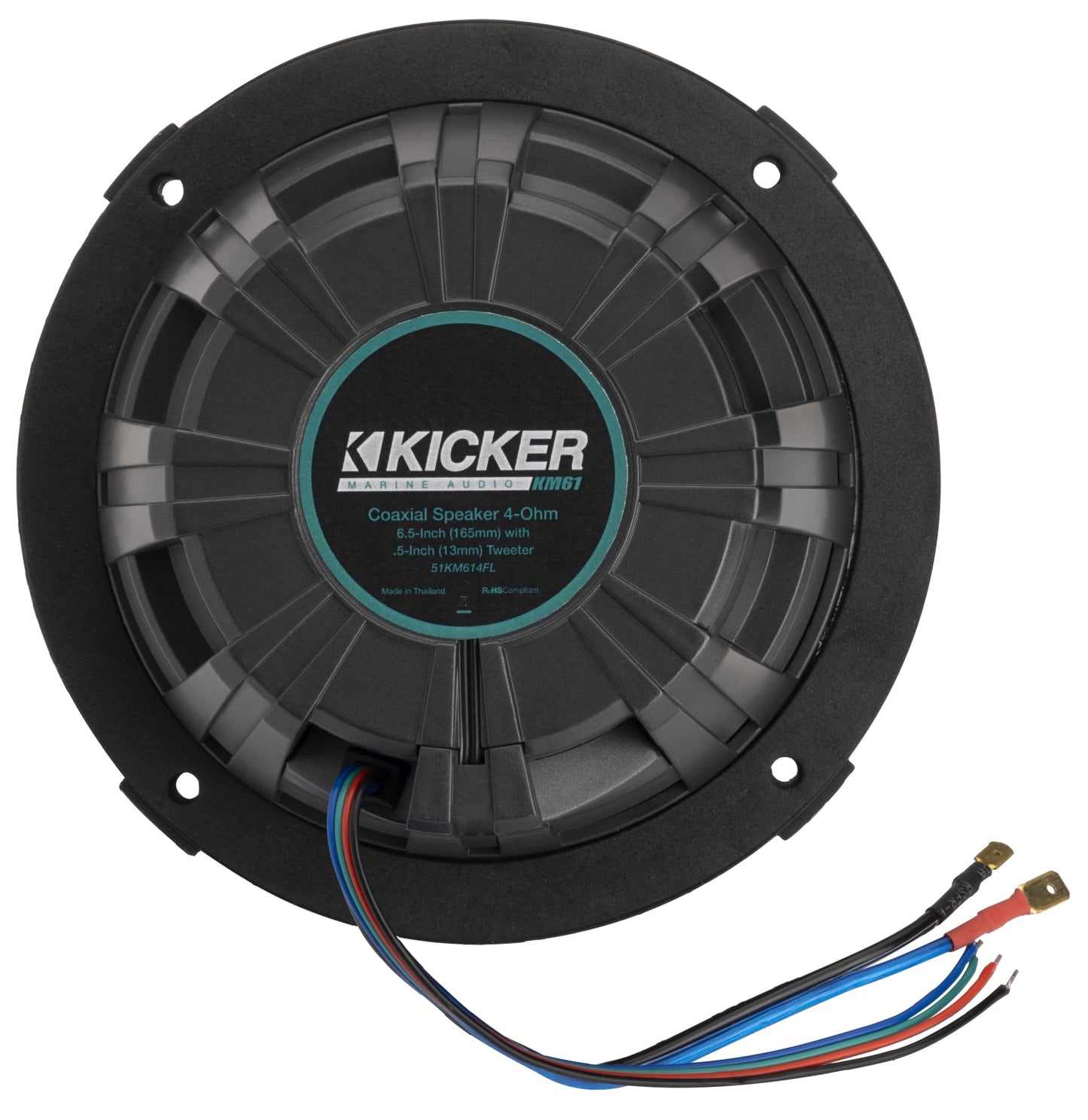Kicker 51KM614FL 6.5-Inch (165mm) Thin-Mount Marine Coaxial Speakers with RGB LEDs