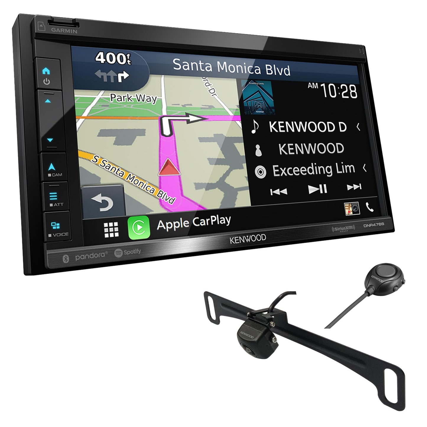 Kenwood DNR476S AM FM GPS Apple CarPlay Android Auto Car Stereo + CMOS-320LP Backup Camera