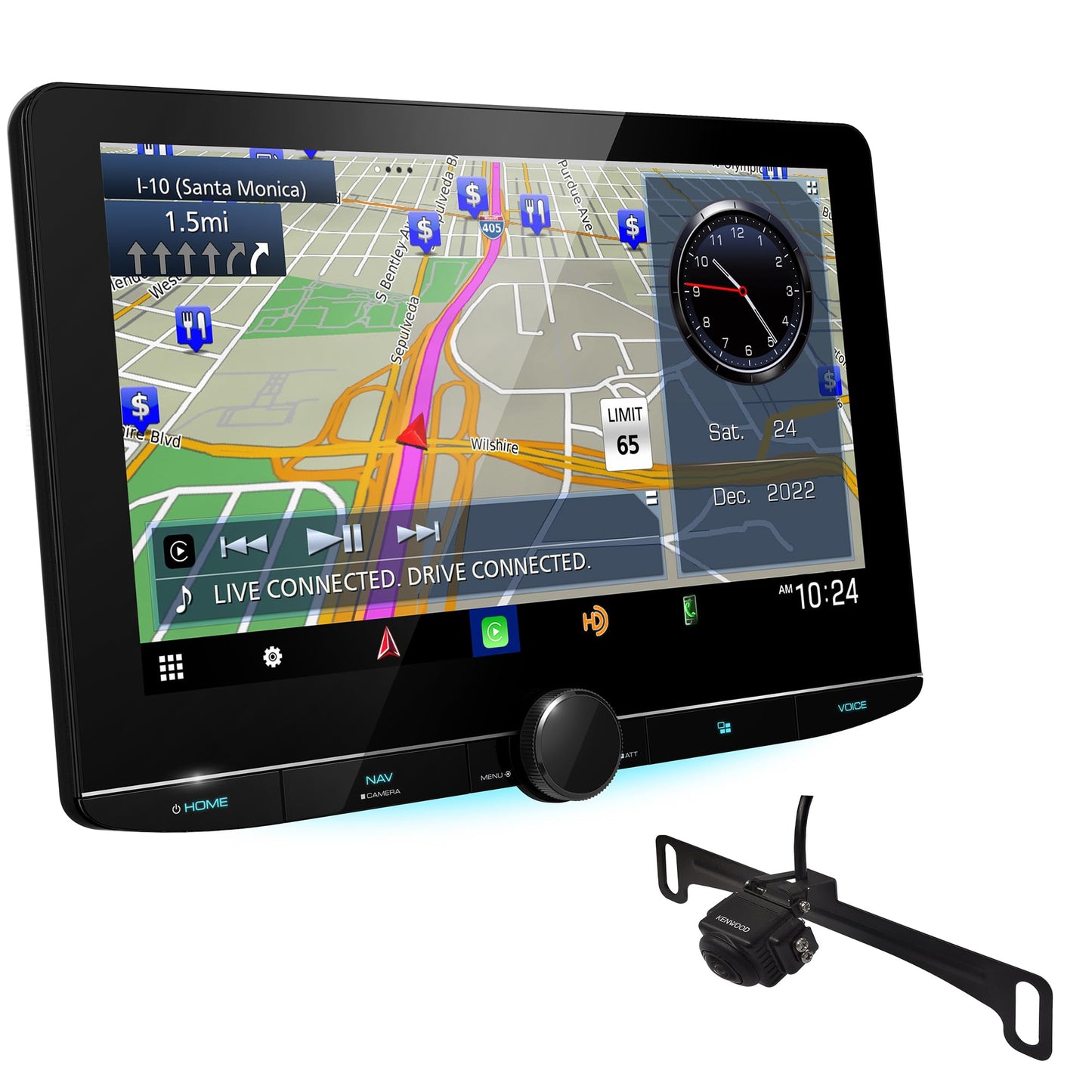 Kenwood DNR1007XR 10.1" Wireless Apple CarPlay Android Auto Car Stereo + CMOS-740HDLP Backup Camera