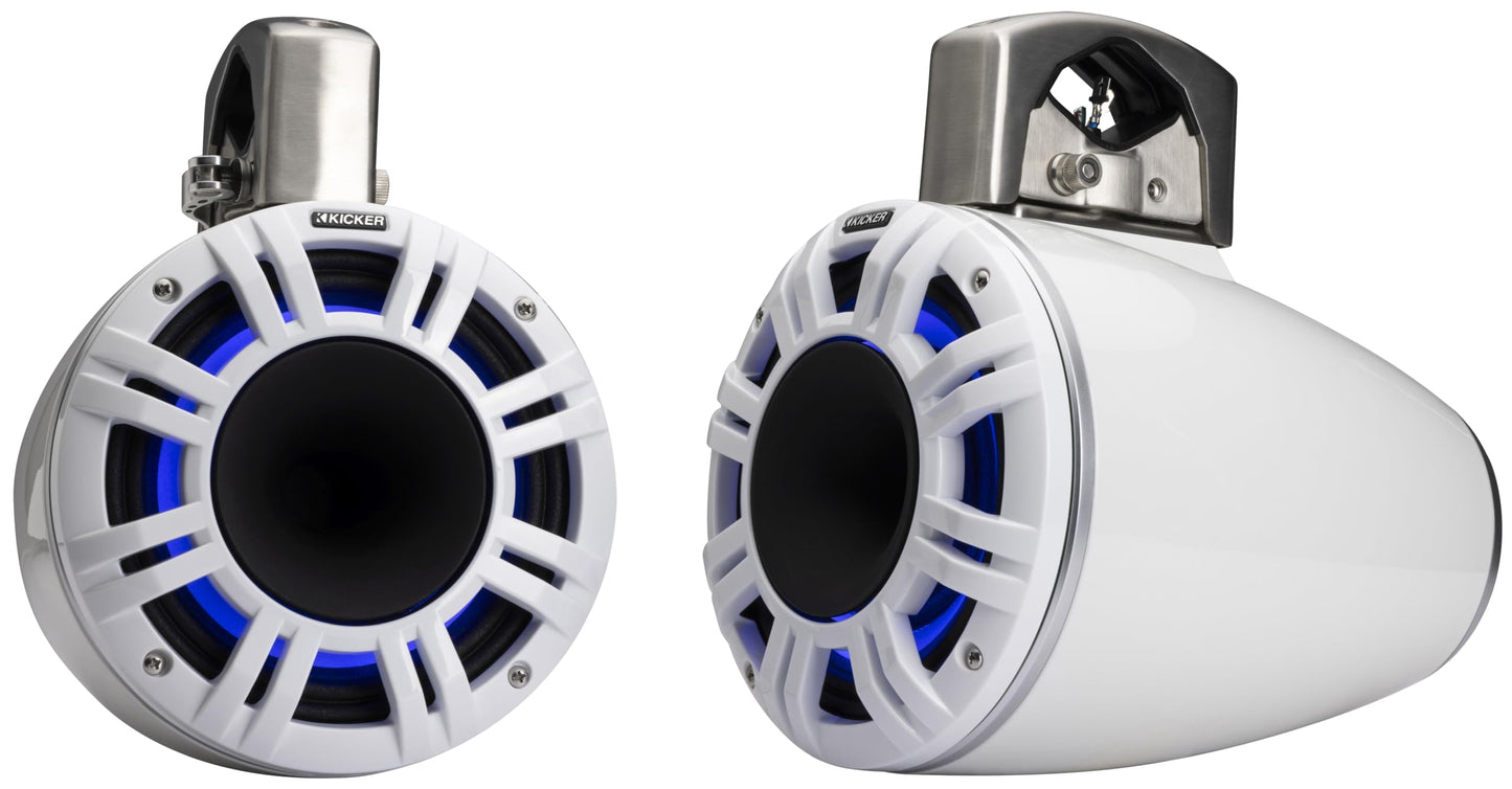 Kicker 51KMTCXL65W 6.5" RGB LED Horn Loaded Compression Driver Marine Tower Speakers