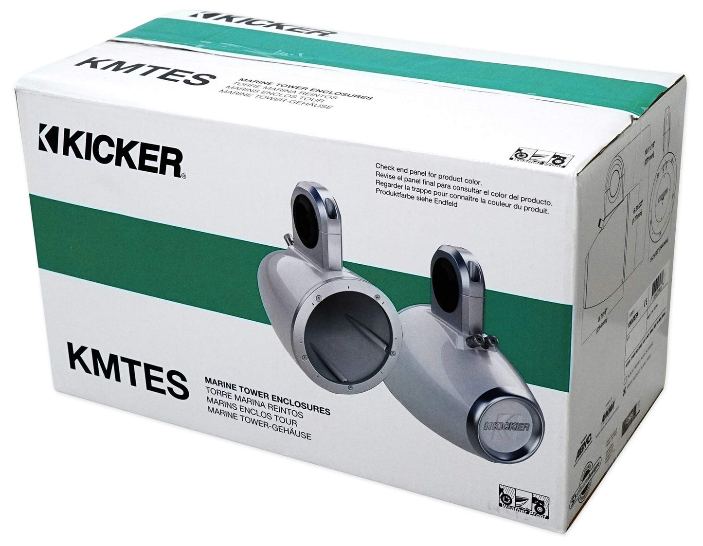 Kicker KMTES8 Tower Enclosures for 8-Inch Drivers, Pair, White, Unloaded