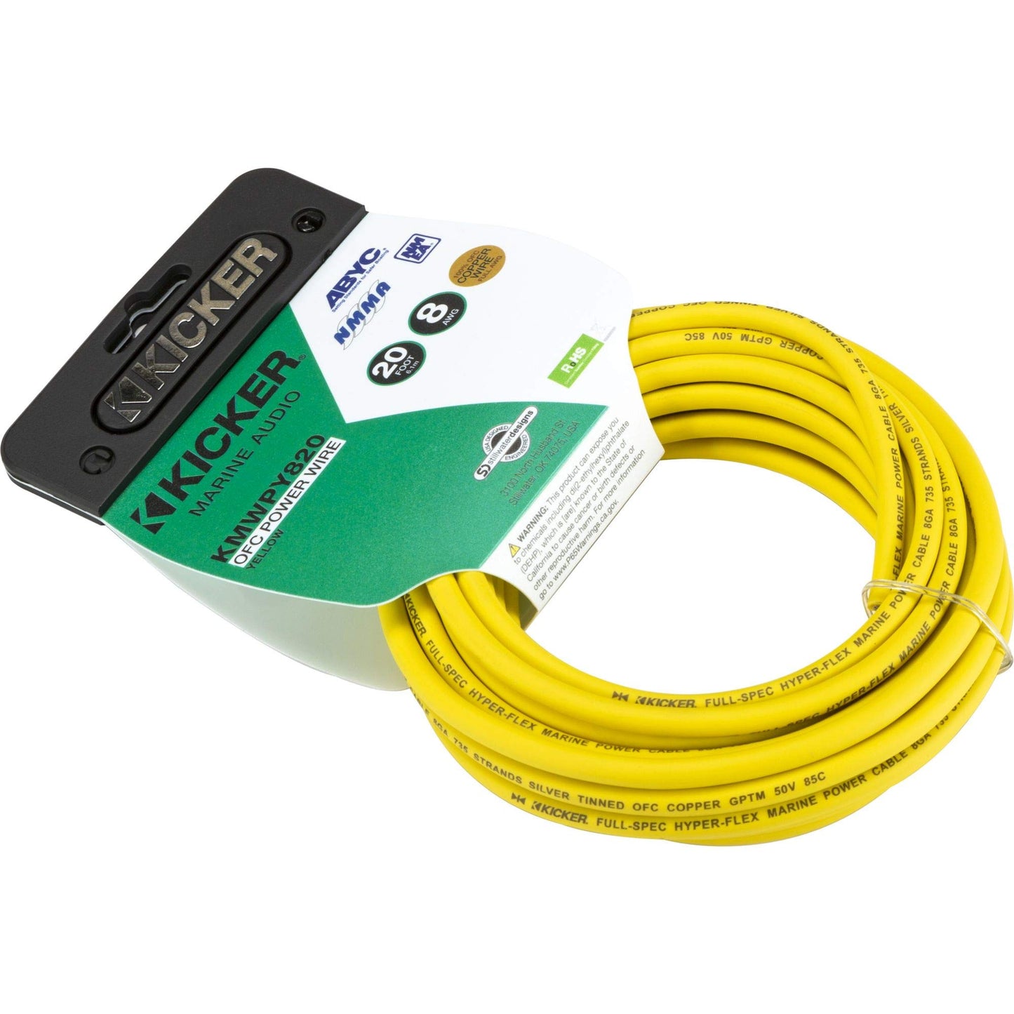 Kicker 47KMWPY820 Marine 8awg Power Wire, 20ft, Yellow