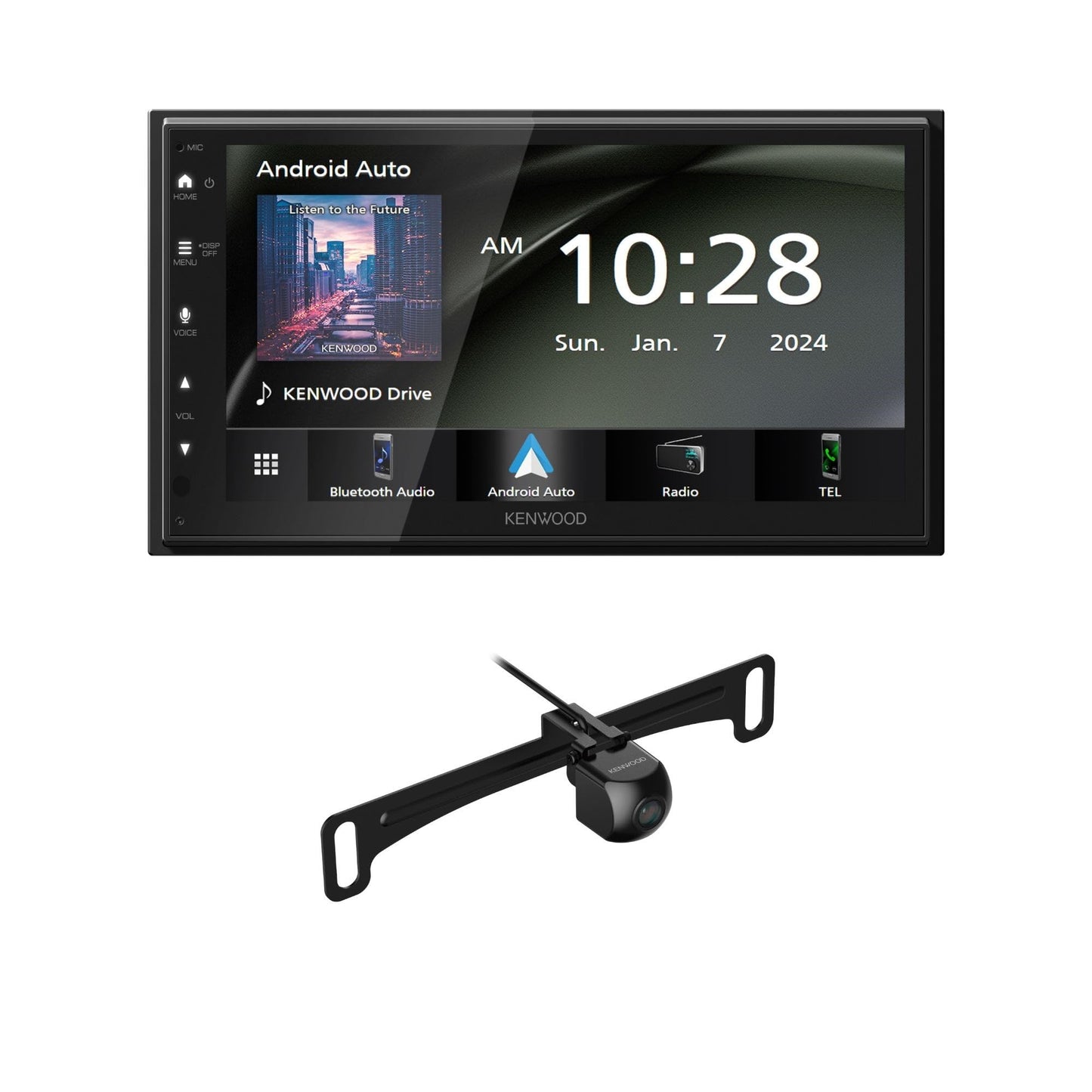 Kenwood DMX4710S Mechless 6.8" AM FM Bluetooth Car Stereo- + CMOS-240U Backup Camera