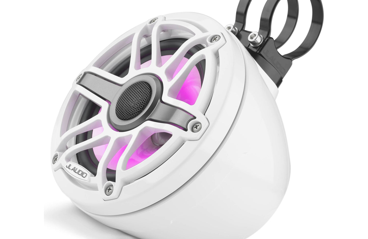 JL Audio M6-650VEX-Gw-S-GwGw-i 6.5-inch Lighted Tower Coaxial Speakers, White Sport Grilles 93412