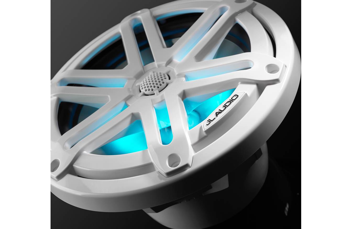 JL Audio M3-770X-S-Gw-i 7.7-inch Marine Coaxial Speakers, White Sport Grilles, RGB LEDs 93523