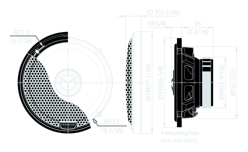 Kenwood eXcelon KFC-X175 6-1/2" 2-Way Coaxial Car Speakers 80W RMS
