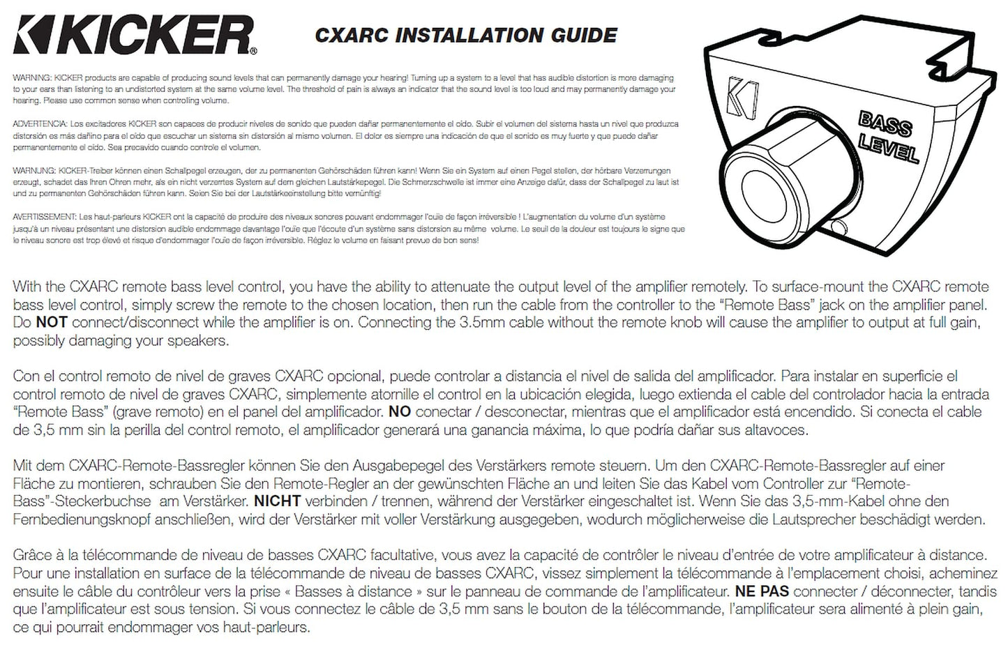 Kicker 46CXARC CXARC Remote Control for Kicker 46CX Series Amplifiers