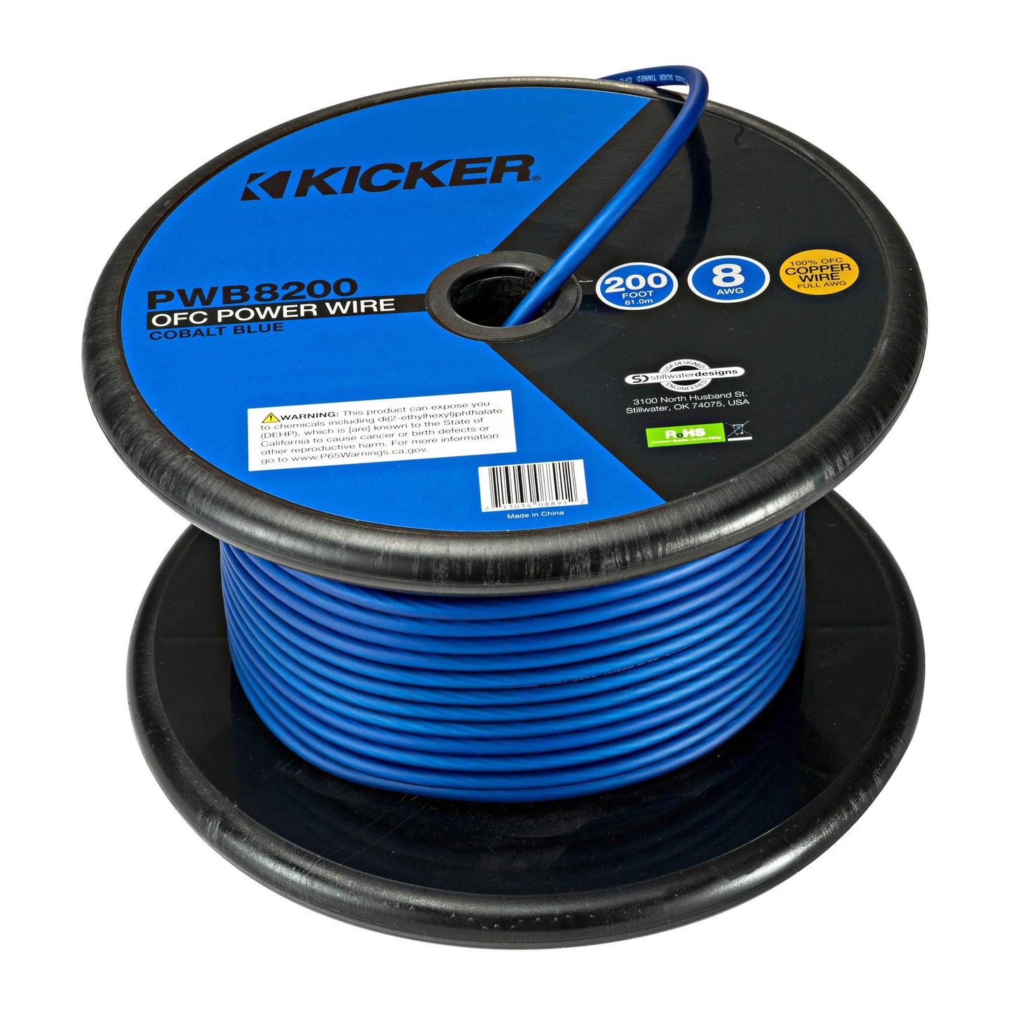 Kicker 46PWB8200 8AWG Power Wire, 200 FT, Blue