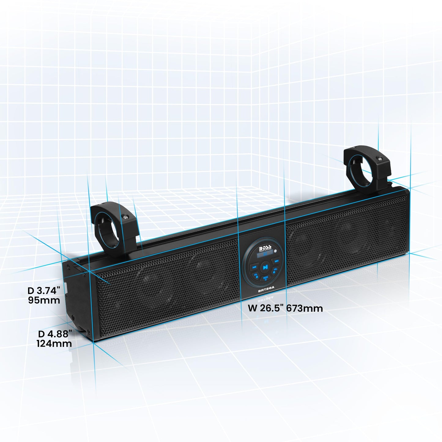 BOSS Audio Systems BRT26A ATV UTV 26" Self-Amplified Sound Bar, Weatherproof, USB