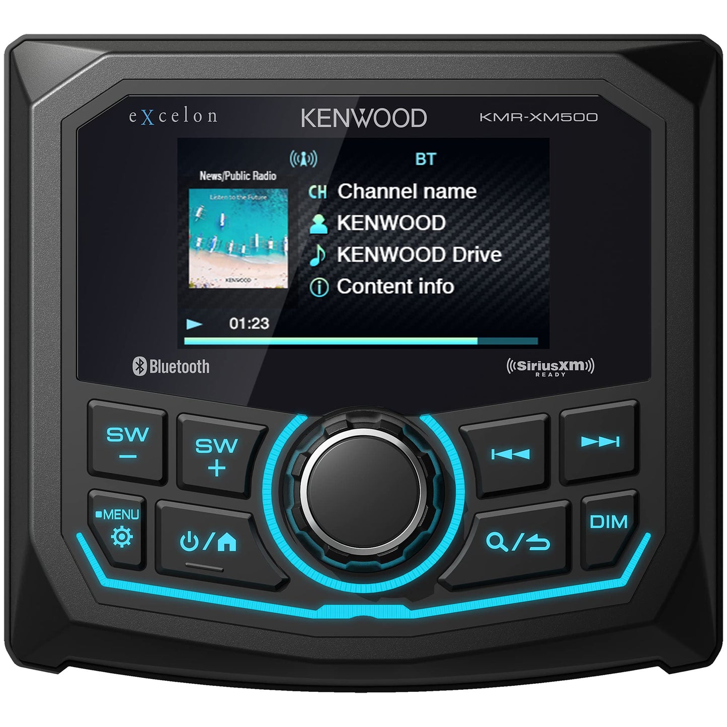 Kenwood KMR-XM500 Weatherproof Marine Receiver, Bluetooth, 2.7 Inch LCD