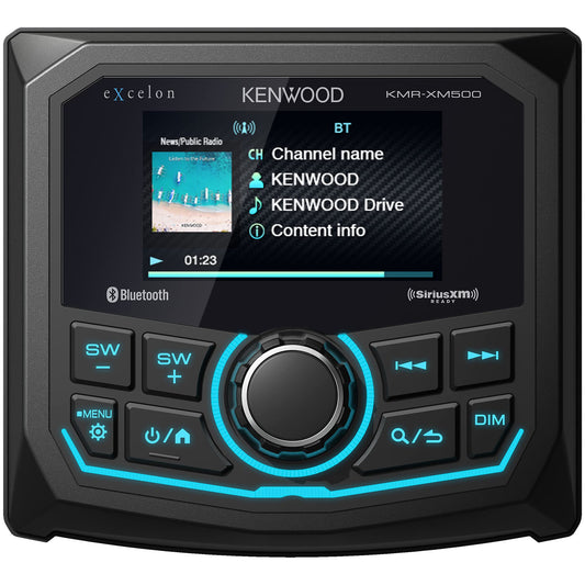 Kenwood KMR-XM500 Weatherproof Marine Receiver, Bluetooth, 2.7 Inch LCD