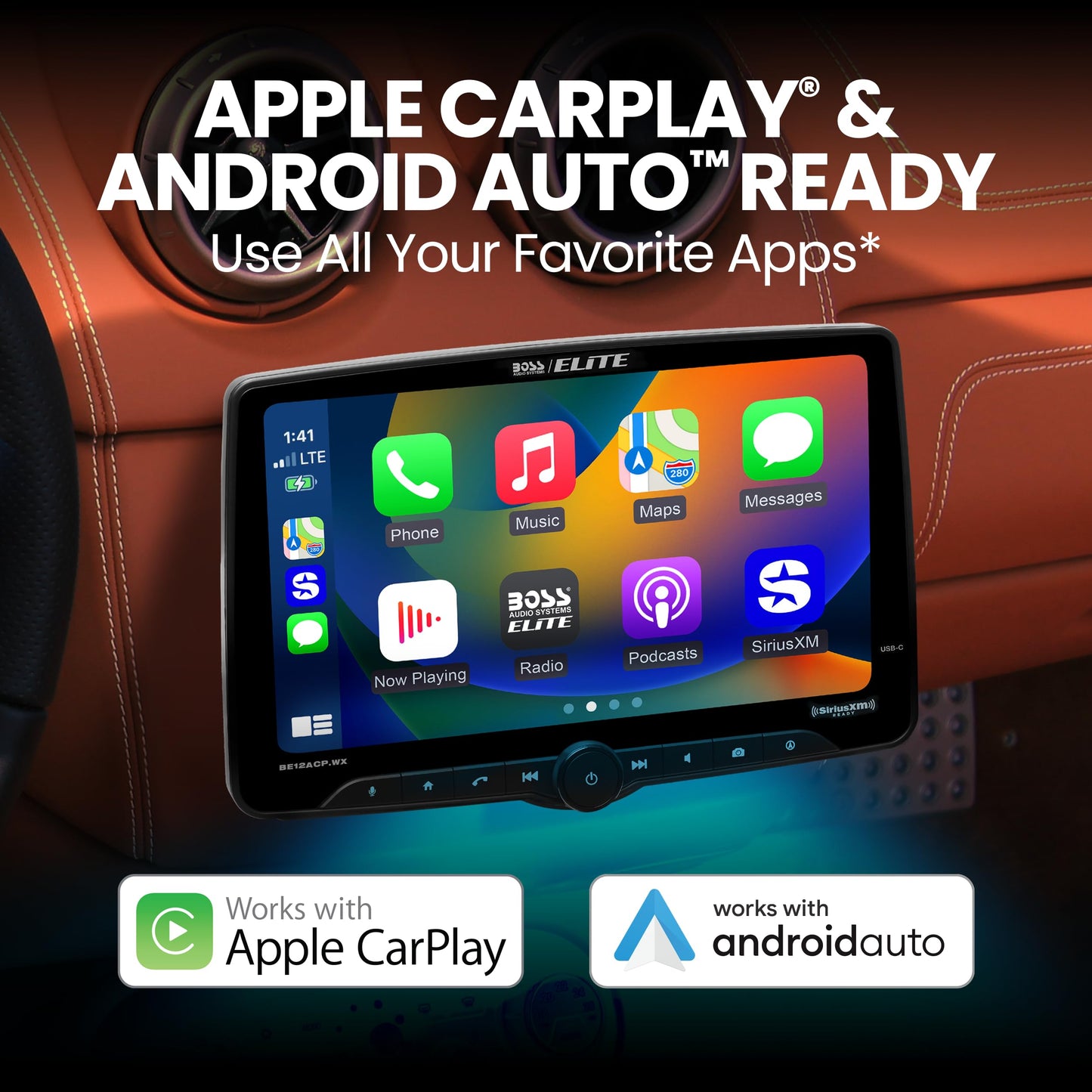 BOSS Elite BE12ACP.WX Single DIN Car Stereo Wireless Apple CarPlay