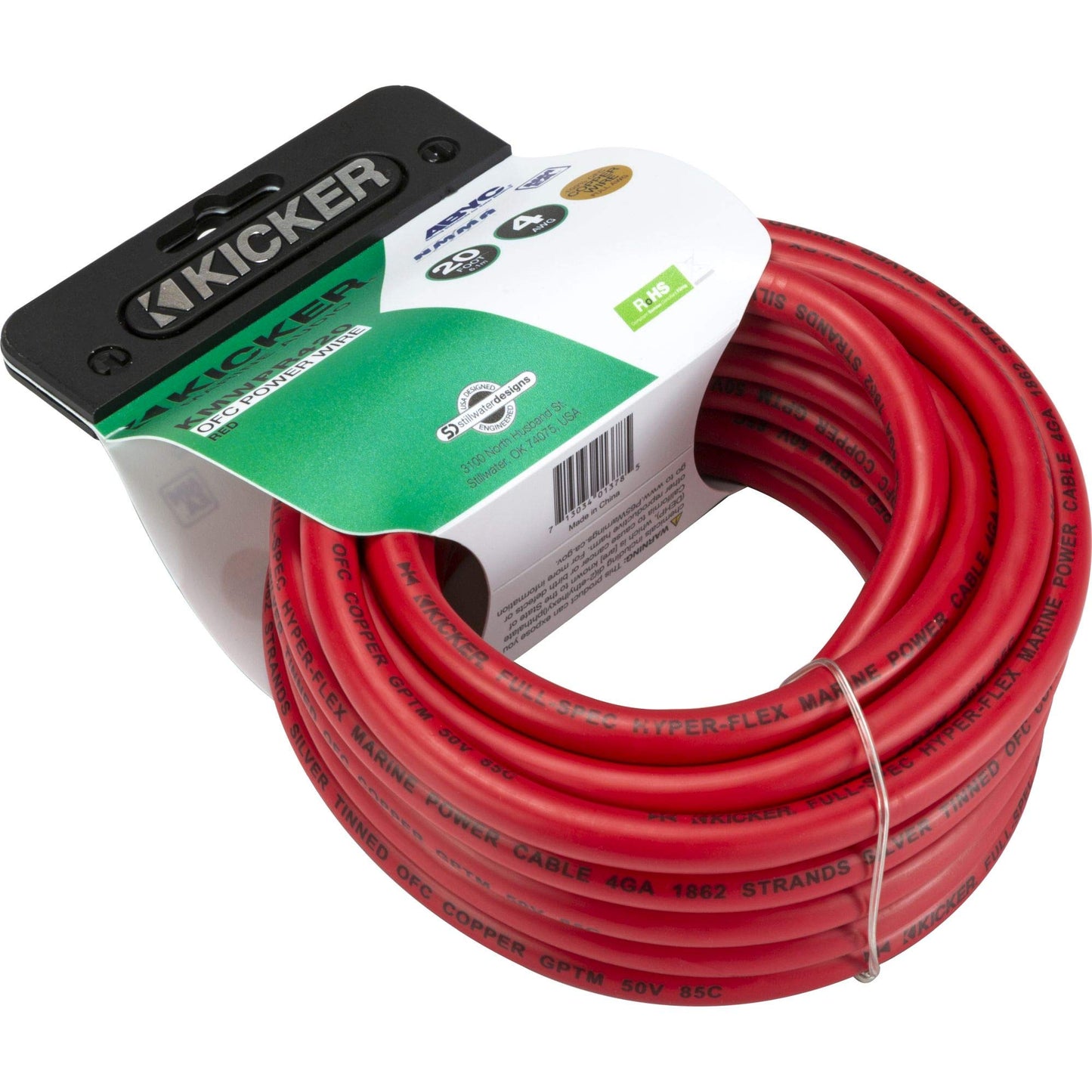 Kicker 47KMWPR420 Marine 4awg Power Wire, 20ft, Red