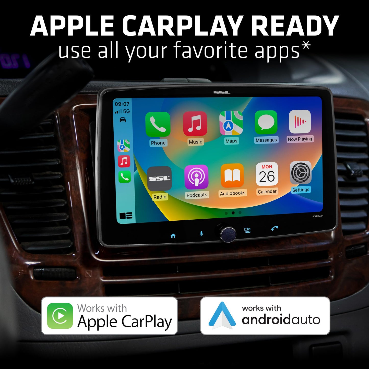 CLEARANCE! Sound Storm (BOSS) SDML9ACP 9" Floating Screen Car Stereo Apple CarPlay, Android Auto AM FM USB