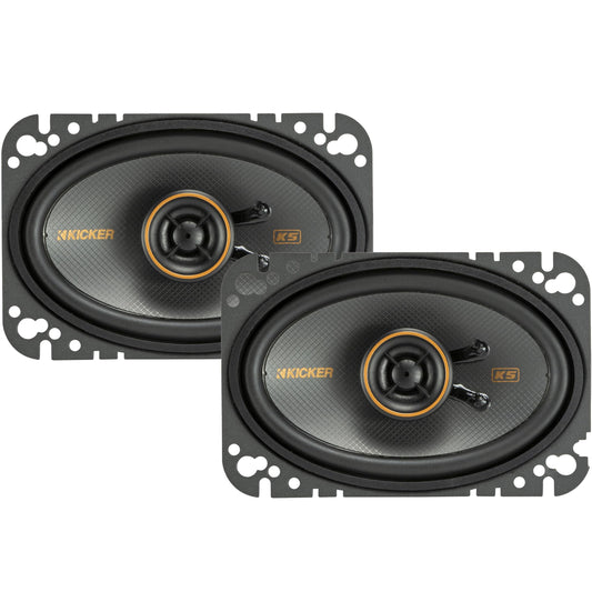 Kicker 51KSC4604 Coaxial Speaker System, 2-Way Design, Pair, 4" x 6"