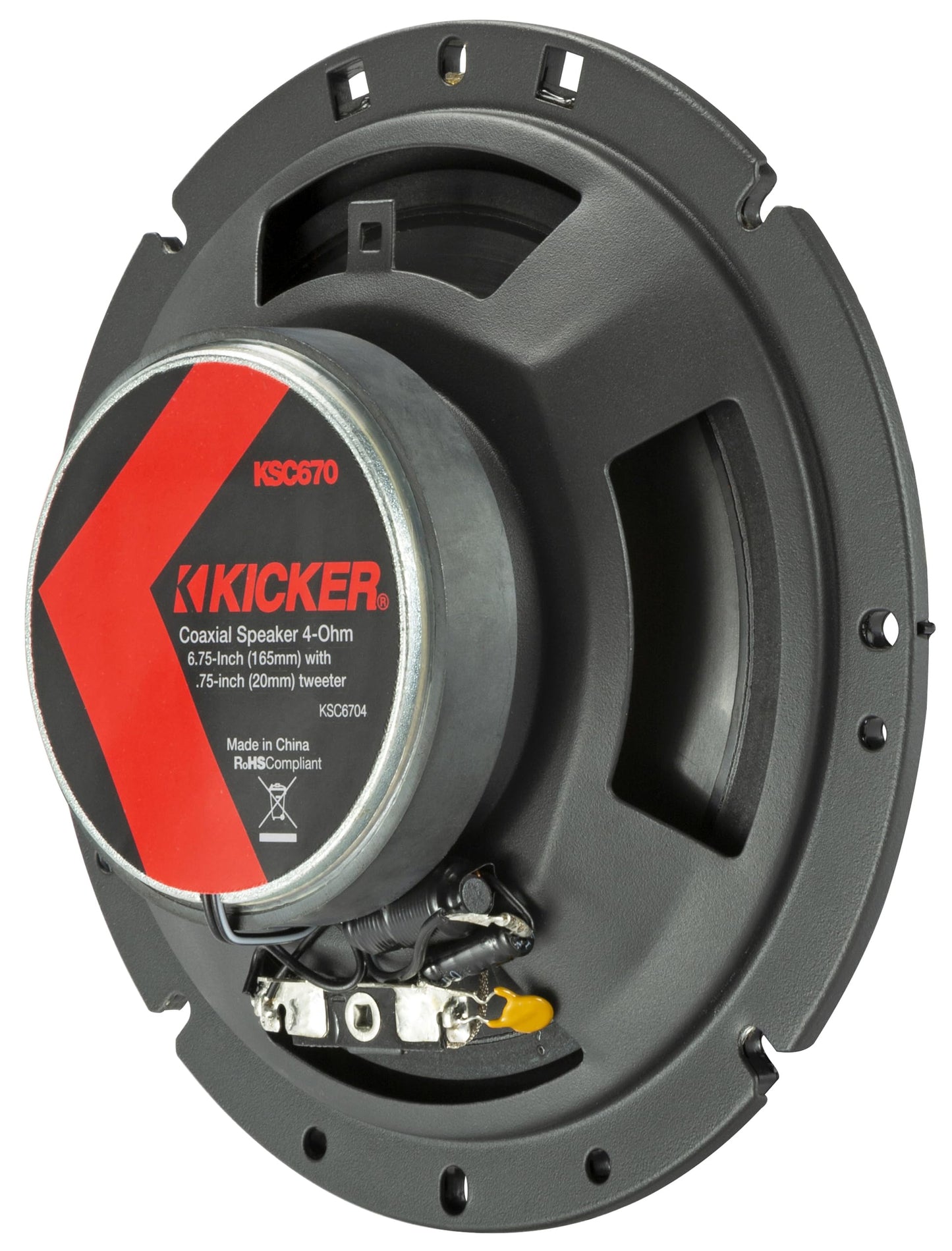 Kicker 51KSC6704 Coaxial Speaker System, 2-Way Design, Pair, 6.75", Pair