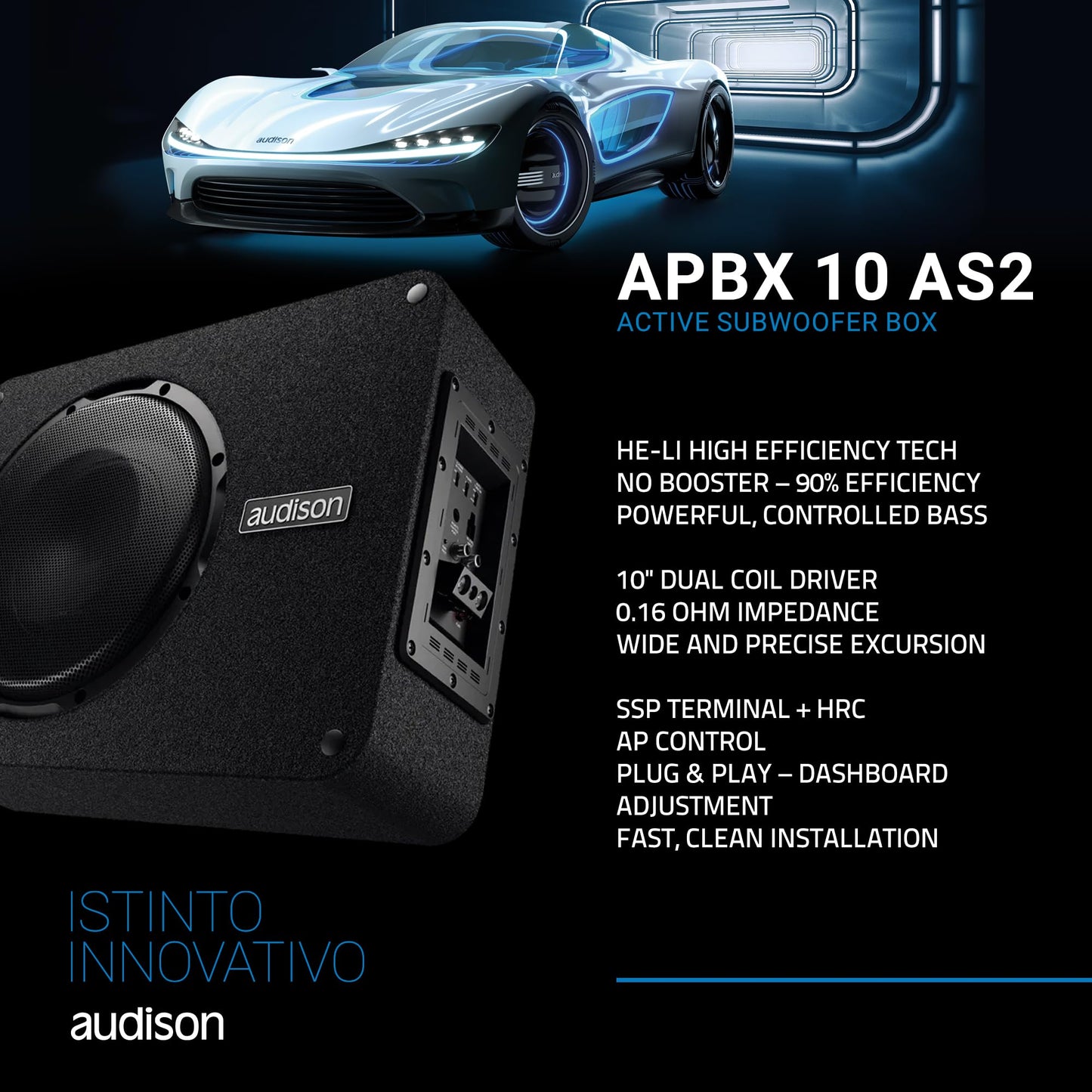 Audison APBX 10 AS2 Prima Series 10" Active Sub Box with Dynamic Bass Tracking