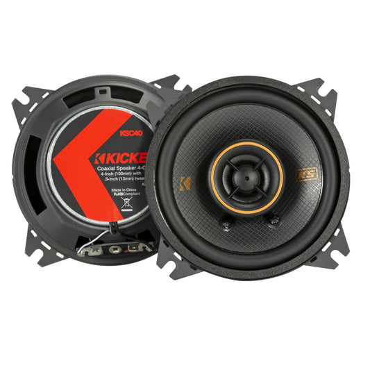 Kicker 51KSC404 Coaxial Speaker System, 2-Way Design, Pair, 4"