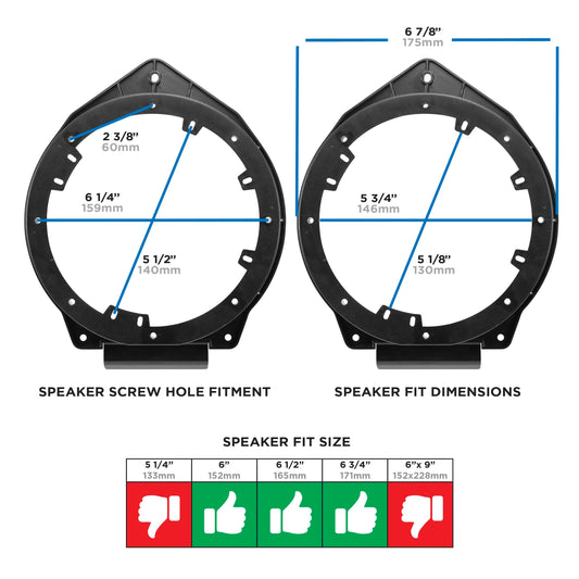 Metra 82-3010 6 to 6.75-Inch Speaker Adapter Plates for Chevy and Ford