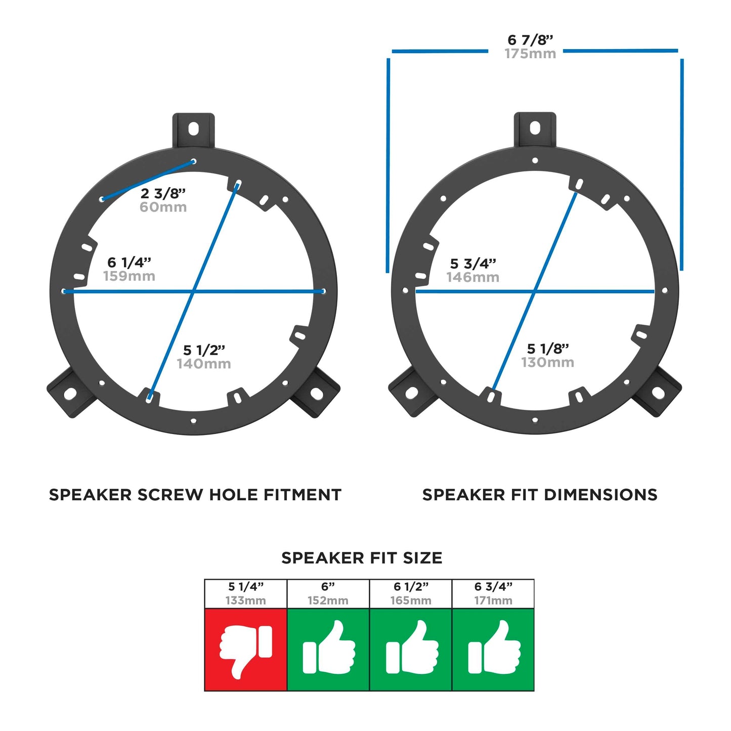 Metra 82-3025 6 to 6.75-Inch Speaker Adapters for Saab Vehicles