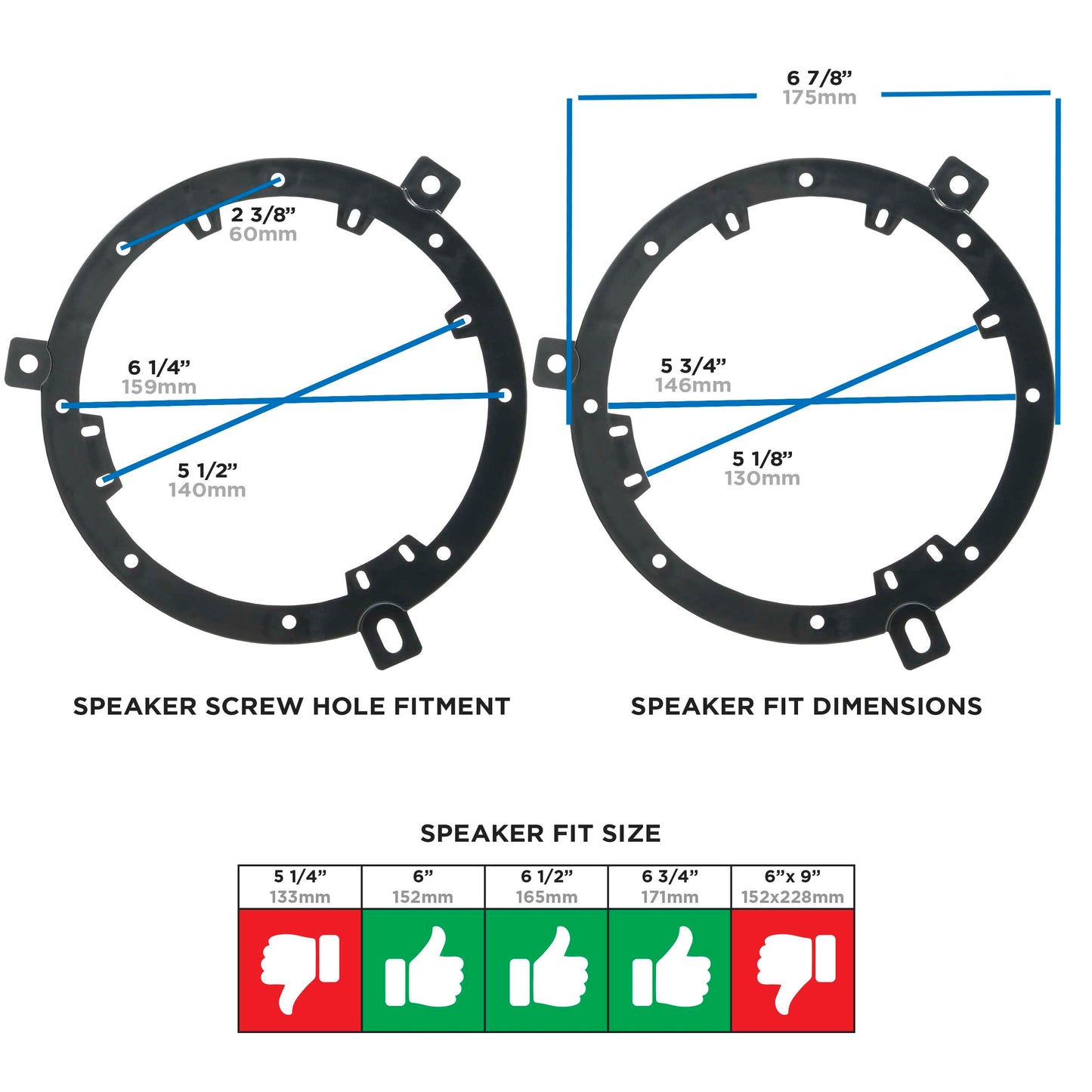 Metra 82-6601 6-6.75 Speaker Adapters for Chrysler Dodge Jeep Ram